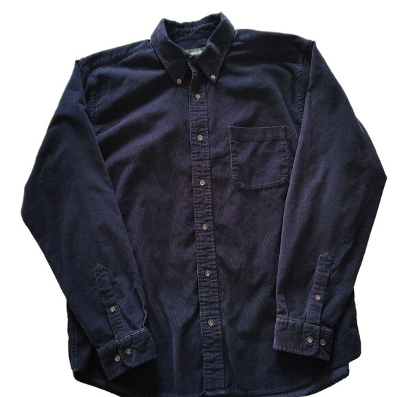 Eddie Bauer Navy Blue Fine Wale Corduroy Men's Shirt Size - Picture 1 of 6